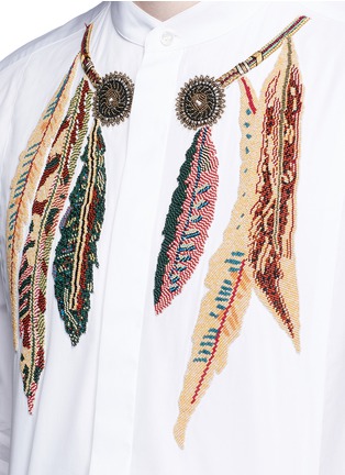 Detail View - Click To Enlarge - VALENTINO GARAVANI - Feather embroidered poplin shirt