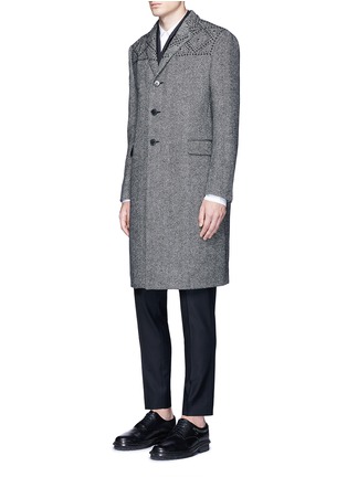 Figure View - Click To Enlarge - VALENTINO GARAVANI - Stud wool herringbone coat