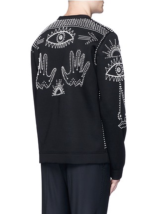 Back View - Click To Enlarge - VALENTINO GARAVANI - Tribal embellished neoprene sweatshirt