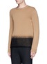Front View - Click To Enlarge - VALENTINO GARAVANI - Needle punch hem cashmere-wool sweater