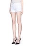 Front View - Click To Enlarge - L'AGENCE - 'Zoé' frayed denim Le Vintage shorts