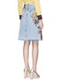 Back View - Click To Enlarge - GUCCI - Embroidered washed cotton denim skirt