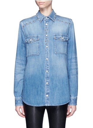 Main View - Click To Enlarge - GIVENCHY - Pearlescent button stud denim shirt