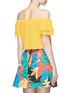 Back View - Click To Enlarge - ALICE & OLIVIA - 'Whit' ruffle off-shoulder silk cropped top