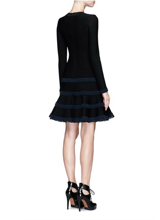 Back View - Click To Enlarge - ALAÏA - 'Frise' stripe knit flared dress