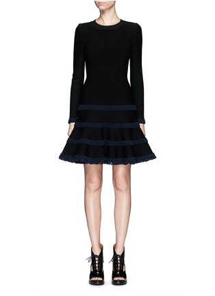 Main View - Click To Enlarge - ALAÏA - 'Frise' stripe knit flared dress