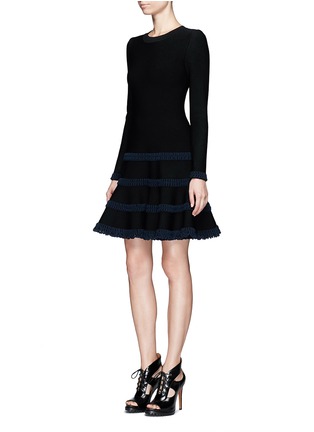 Figure View - Click To Enlarge - ALAÏA - 'Frise' stripe knit flared dress