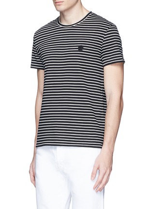 Front View - Click To Enlarge - ALEXANDER MCQUEEN - Skull embroidery stripe jersey T-shirt