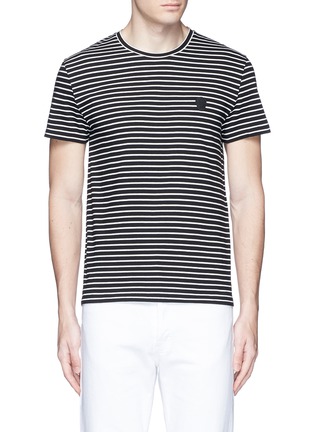 Main View - Click To Enlarge - ALEXANDER MCQUEEN - Skull embroidery stripe jersey T-shirt