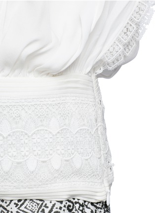 Detail View - Click To Enlarge - TALITHA - French lace tassel neck silk kimono top