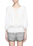 Main View - Click To Enlarge - TALITHA - French lace tassel neck silk kimono top