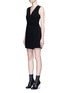 Front View - Click To Enlarge - THEORY - 'Benina' surplice crepe rompers