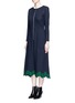 Front View - Click To Enlarge - TOGA ARCHIVES - Embroidered wavy trim zip wool dress