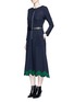 Figure View - Click To Enlarge - TOGA ARCHIVES - Embroidered wavy trim zip wool dress