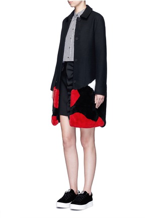 Figure View - Click To Enlarge - MSGM - Patchwork rabbit fur wool blend coat