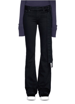 Detail View - Click To Enlarge - MSGM - Belted cotton flared jeans