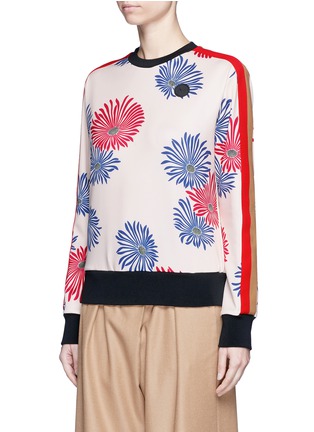Front View - Click To Enlarge - MSGM - Floral print striped trim sweatshirt