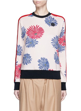 Main View - Click To Enlarge - MSGM - Floral print striped trim sweatshirt