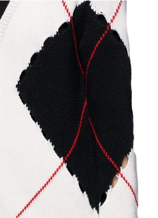 Detail View - Click To Enlarge - MSGM - Argyle check intarsia cutout cardigan