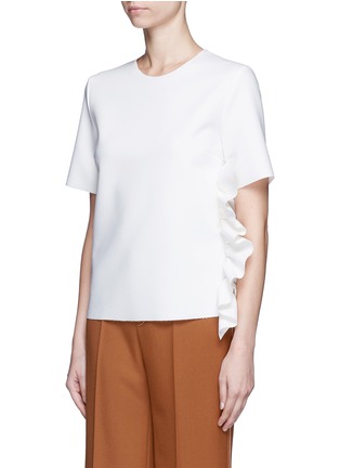 Front View - Click To Enlarge - MSGM - Ruffle trim crepe boxy top