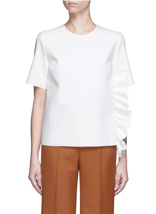 Main View - Click To Enlarge - MSGM - Ruffle trim crepe boxy top