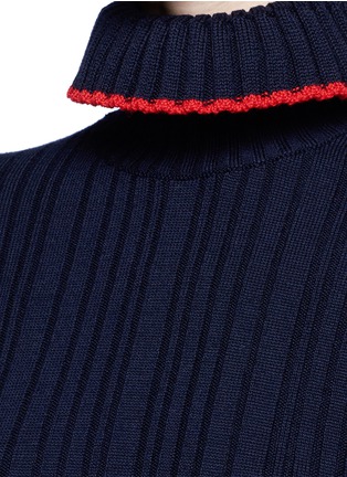 Detail View - Click To Enlarge - MSGM - Flounced turtleneck rib knit sweater