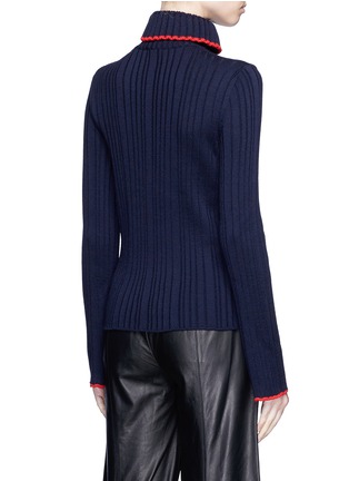 Back View - Click To Enlarge - MSGM - Flounced turtleneck rib knit sweater