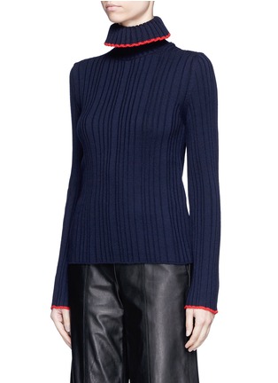 Front View - Click To Enlarge - MSGM - Flounced turtleneck rib knit sweater