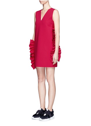 Front View - Click To Enlarge - MSGM - Ruffle trim V-neck dress