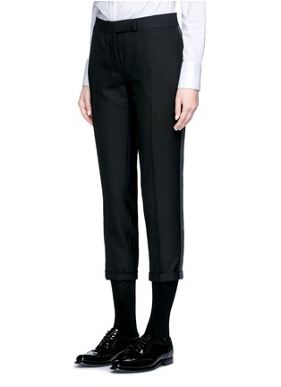 Front View - Click To Enlarge - THOM BROWNE  - Grosgrain ribbon tuxedo stripe wool pants