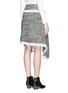 Back View - Click To Enlarge - ISABEL MARANT - Fringed asymmetric drape wrap tweed skirt