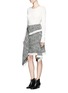 Figure View - Click To Enlarge - ISABEL MARANT - Fringed asymmetric drape wrap tweed skirt
