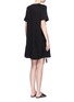Back View - Click To Enlarge - PROENZA SCHOULER - Side tie double faced wool-cotton jersey flared dress