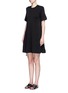 Front View - Click To Enlarge - PROENZA SCHOULER - Side tie double faced wool-cotton jersey flared dress
