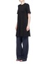Figure View - Click To Enlarge - PROENZA SCHOULER - Side tie double faced wool-cotton jersey flared dress