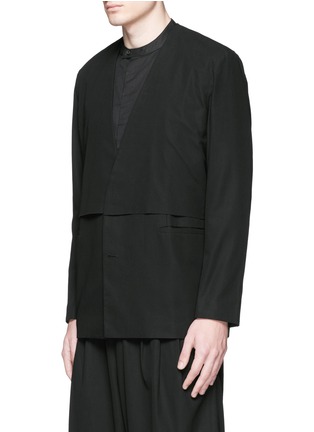 Front View - Click To Enlarge - FFIXXED STUDIOS - 'Composite' overlay V-neck blazer