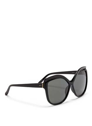 Figure View - Click To Enlarge - LINDA FARROW - Oversize acetate square cat eye sunglasses