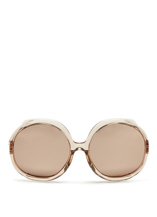 Main View - Click To Enlarge - LINDA FARROW - Oversize acetate round mirror sunglasses