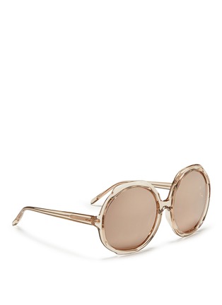 Figure View - Click To Enlarge - LINDA FARROW - Oversize acetate round mirror sunglasses