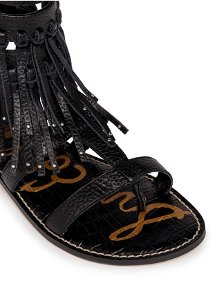 Detail View - Click To Enlarge - SAM EDELMAN - 'Gardenia' fringe trim leather gladiator sandals