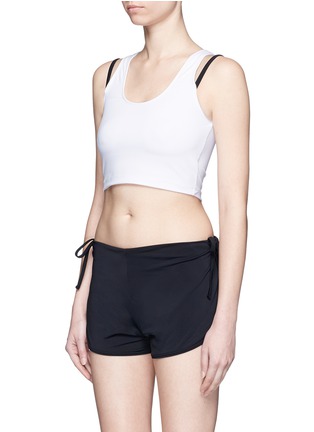 Figure View - Click To Enlarge - BETH RICHARDS - 'Gwen' contrast strap cropped swim tank top