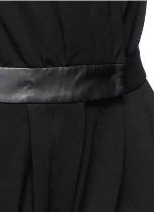 Detail View - Click To Enlarge - COMME MOI - Leather trim wrap front jumpsuit
