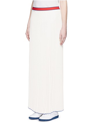 Front View - Click To Enlarge - COMME MOI - Stripe waistband plissé pleat skirt