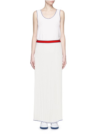 Figure View - Click To Enlarge - COMME MOI - Stripe waistband plissé pleat skirt