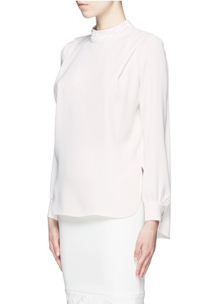 Front View - Click To Enlarge - COMME MOI - Bead embellished mandarin collar blouse