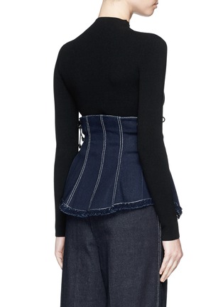 Back View - Click To Enlarge - JINNNN - Frayed denim button-up corset belt