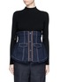 Main View - Click To Enlarge - JINNNN - Frayed denim button-up corset belt