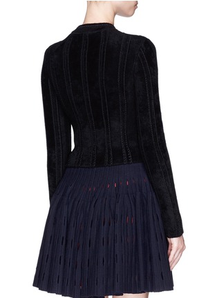 Back View - Click To Enlarge - ALAÏA - Pergame' textured Venezia lace insert velvet jacket