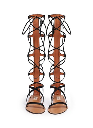 Figure View - Click To Enlarge - VALENTINO GARAVANI - 'Rockstud' knee high leather gladiator sandals