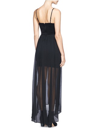 Back View - Click To Enlarge - ALICE & OLIVIA - Leather spaghetti strap high-low maxi dress